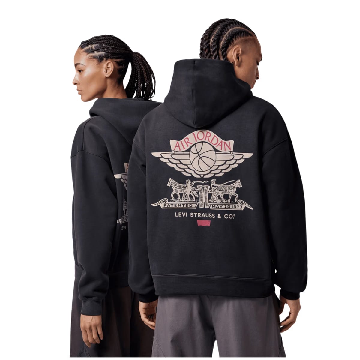 Jordan X LEVIS HOODIE BLACK/PALE IVORY-GYM RED