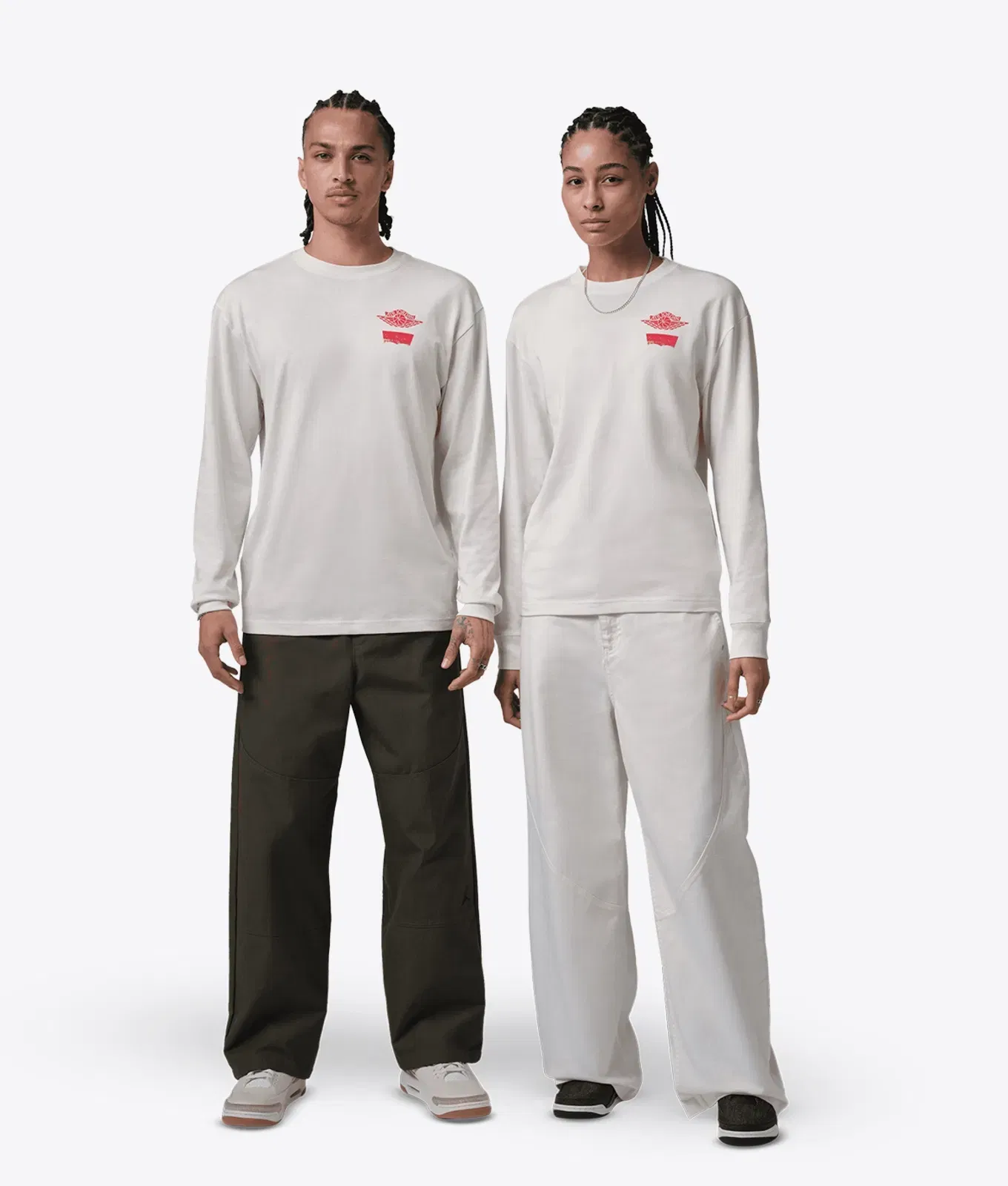 Jordan X LEVIS LONG SLEEVE TEE PALE IVORY/BLACK-UNIVERSITY RED