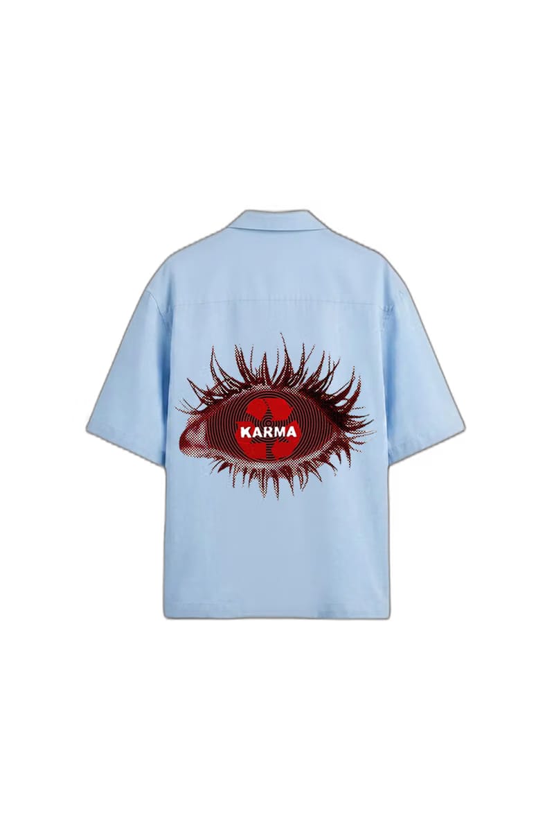Smiling Cat- Karma Bowling Shirt (Light Blue)