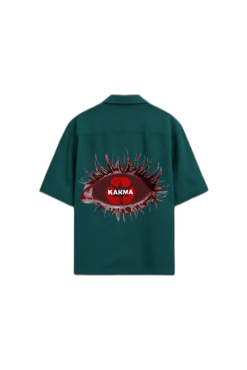 Smiling Cat- Karma Bowling Shirt (Teel)