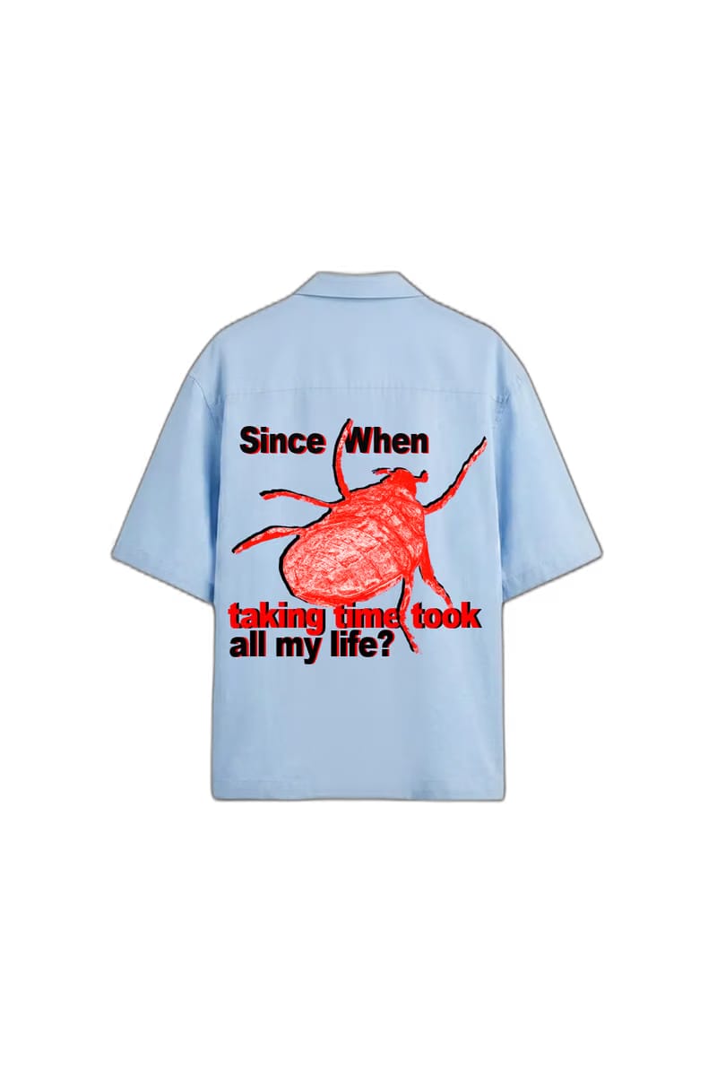 Smiling Cat- Since When Taking Time Took All My Life Bowling Shirt (Light Blue)