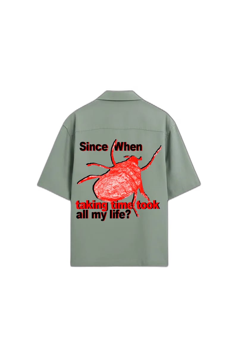 Smiling Cat- Since When Taking Time Took All My Life Bowling Shirt (Sage Green)