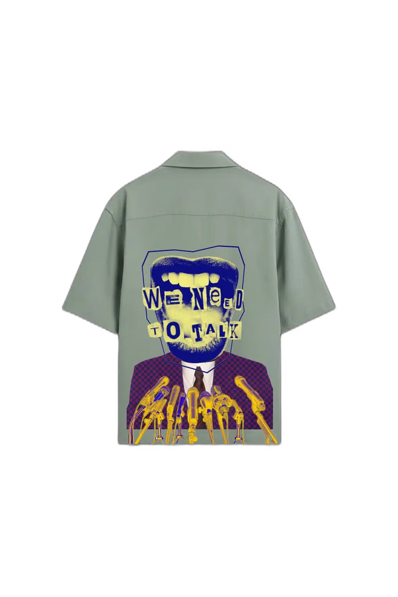 Smiling Cat-We Need to Talk Bowling Shirt (Sage Green)