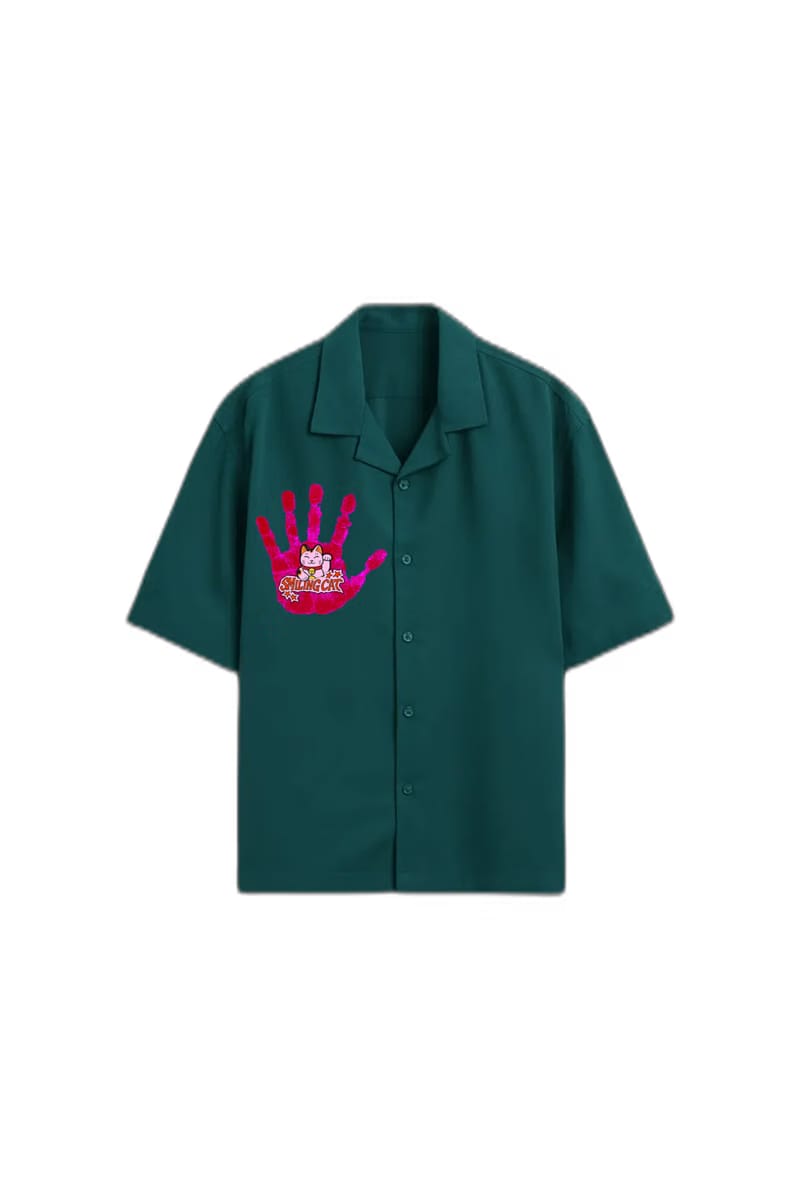 Smiling Cat-You Can_t Stop Me Bowling Shirt (Teel)
