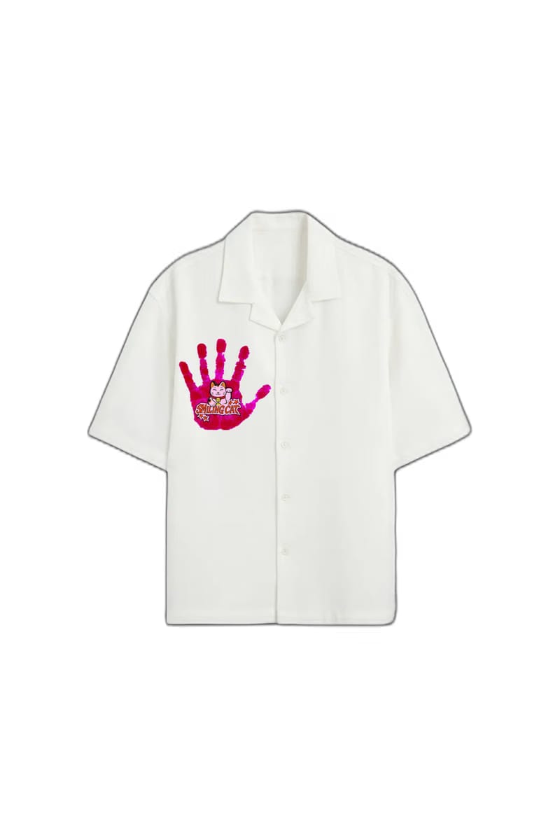Smiling Cat-You Can_t Stop Me Bowling Shirt (White)