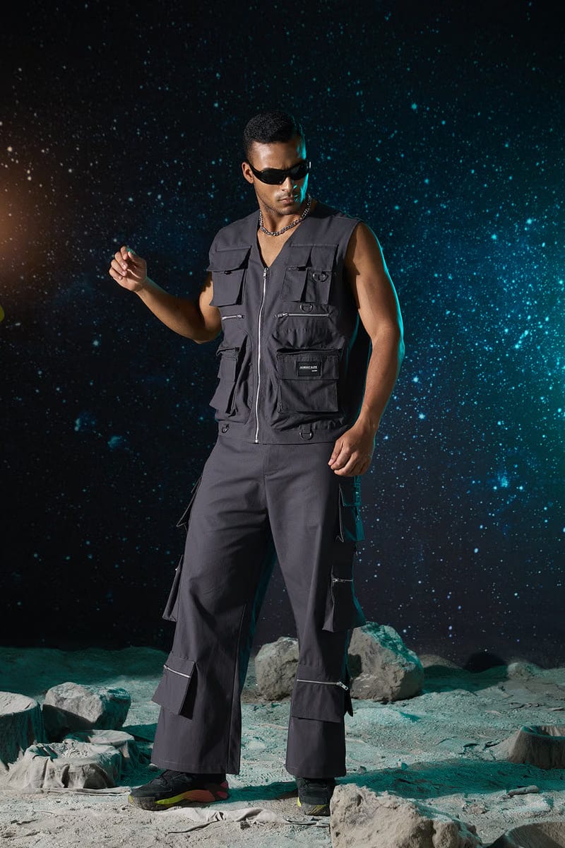 WOMEN'S GREY ZIPPER CARGO