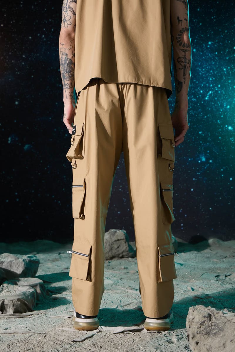 WOMEN'S BEIGE ZIPPER CARGO