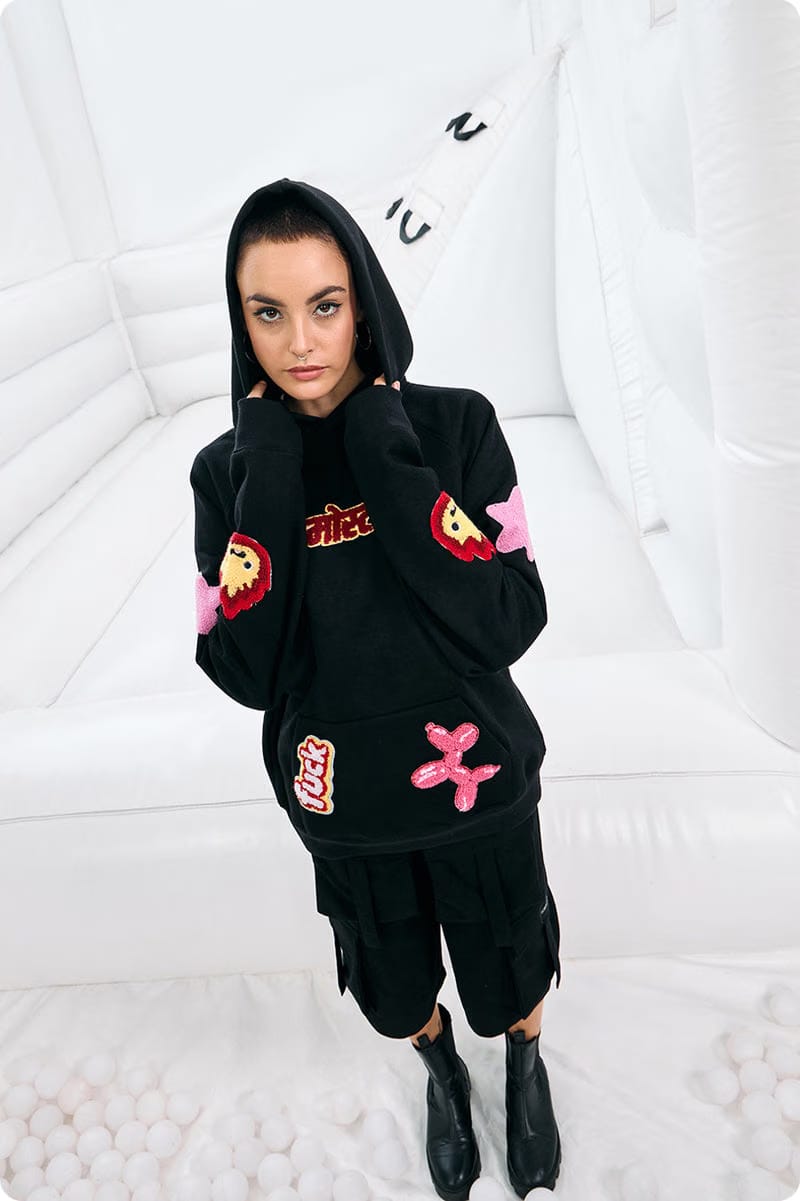 "FUCK BITCHES"BLACK WOMEN'S HOODIE