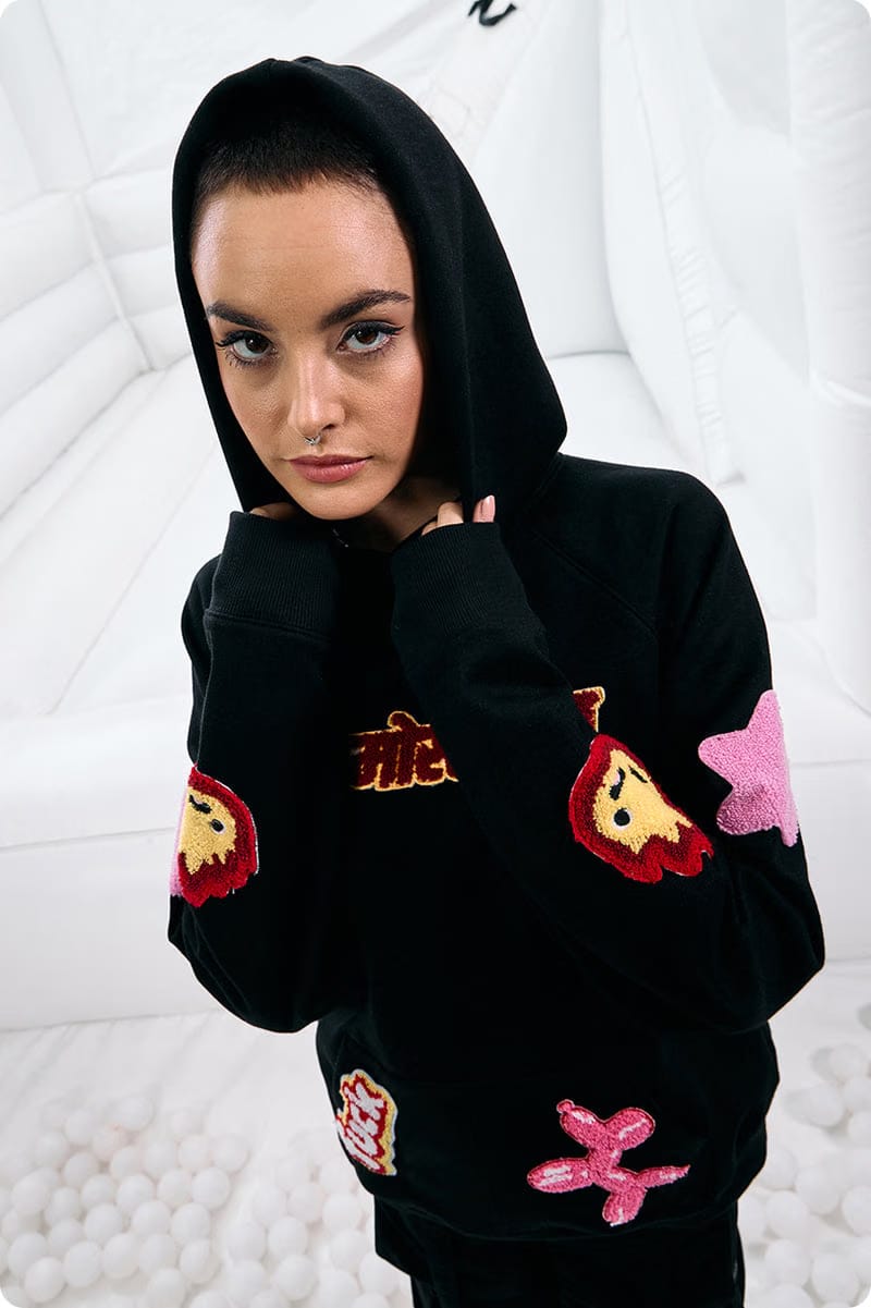 "FUCK BITCHES"BLACK WOMEN'S HOODIE