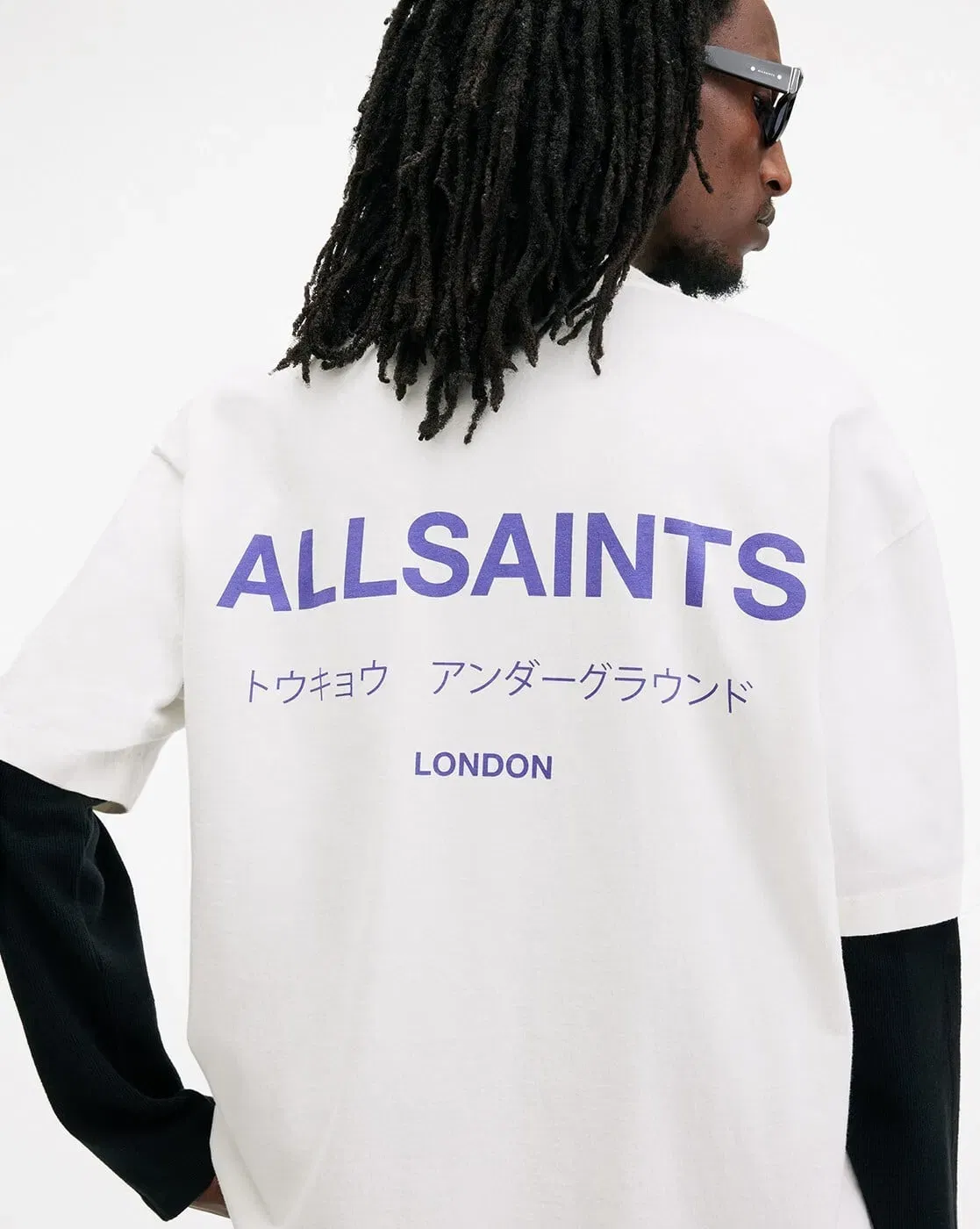 ALL SAINTS UNDERGROUND SS CREW ASHEN WHITE PURPLE
