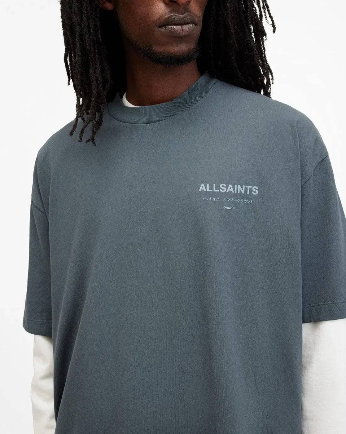 ALL SAINTS Underground Logo Oversized Fit Crew-Neck T-Shirt