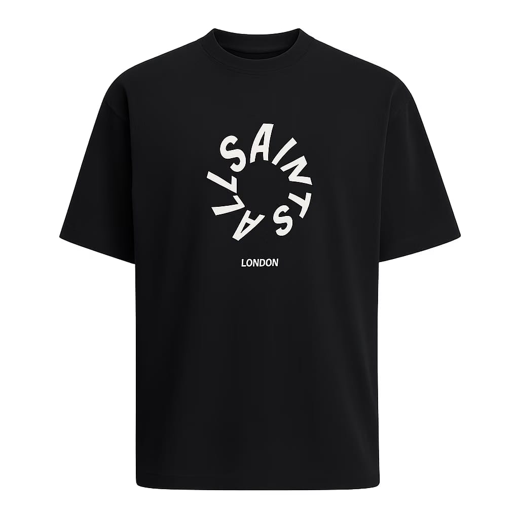 ALL SAINTS HALO SS CREW JET BLACK TSHIRT