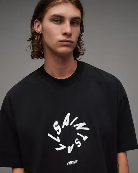 ALL SAINTS HALO SS CREW JET BLACK TSHIRT