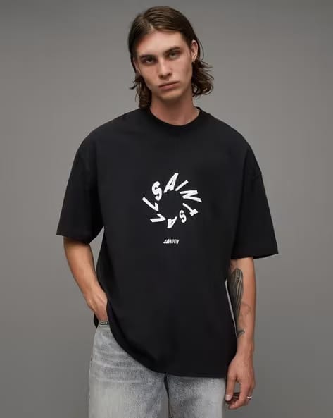 ALL SAINTS HALO SS CREW JET BLACK TSHIRT
