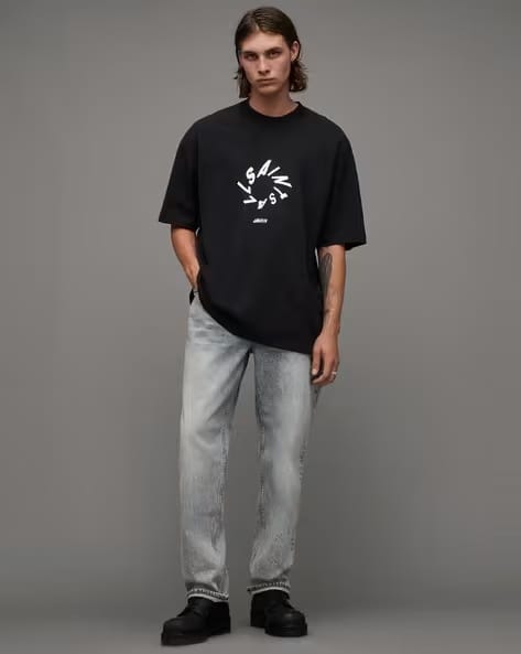 ALL SAINTS HALO SS CREW JET BLACK TSHIRT