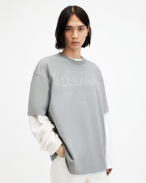 ALL SAINTS LASER SS CREW SKLINE GREY
