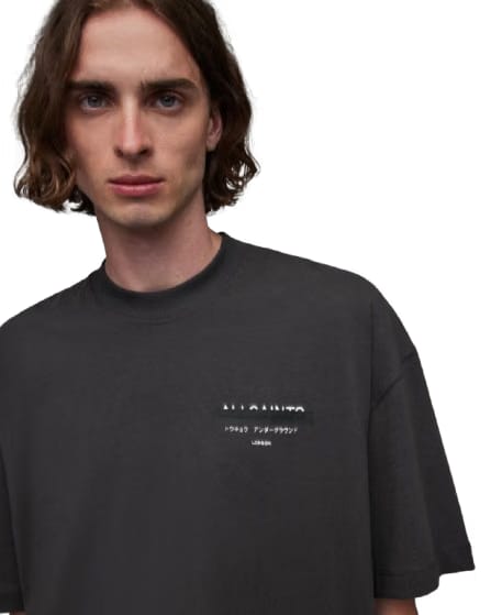 ALL SAINTS REDACT SS CREW WASHED BLACK TSHIRT