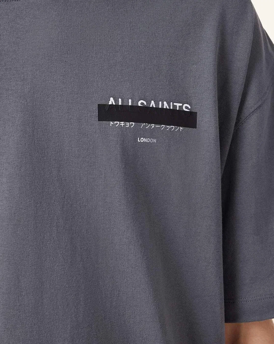ALL SAINTS Men Redact Brand Print Oversized Crew-Neck T-Shirt