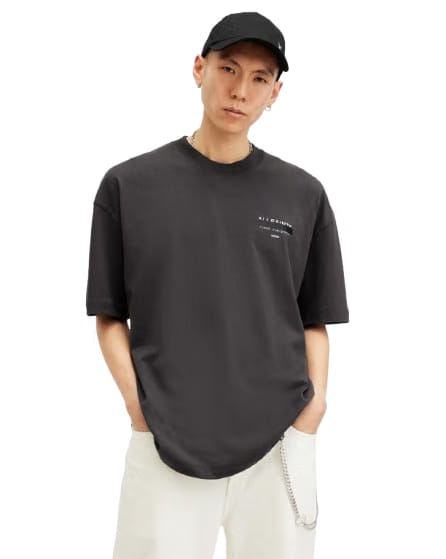 ALL SAINTS Men Redact Brand Print Oversized Crew-Neck T-Shirt