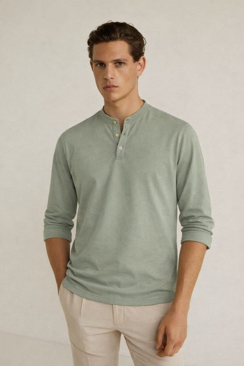 Classic Henley Long Sleeve – Vintage Sage
