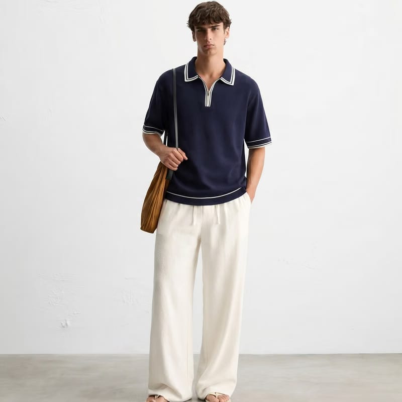 Monaco Knit Polo – Deep Navy
