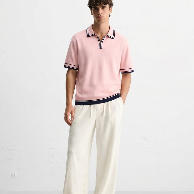 Monaco Knit Polo – Rose