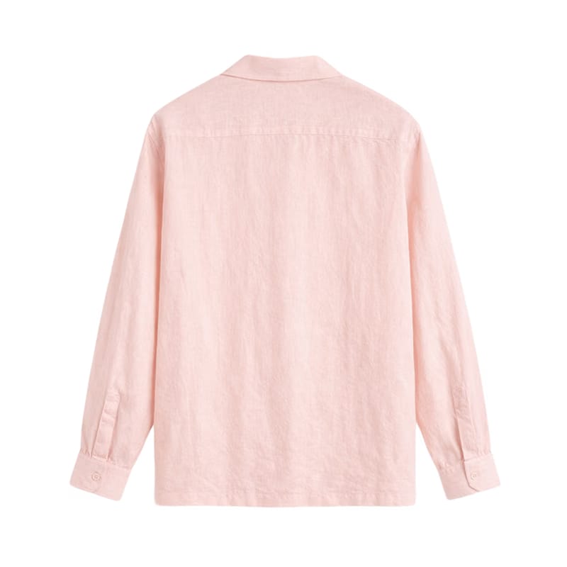 Tailored Open Collar Linen Shirt – Blush