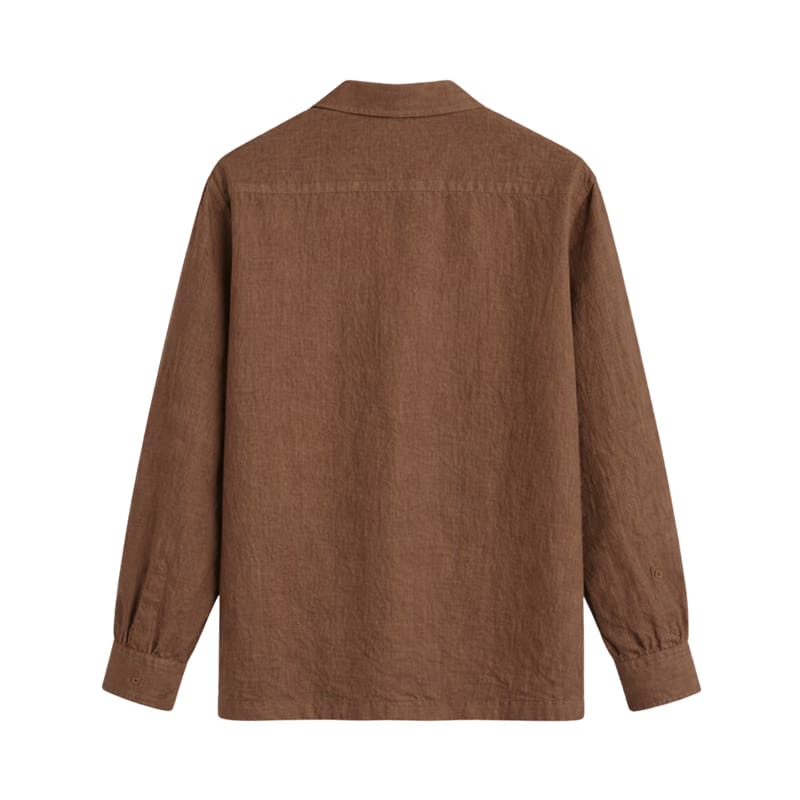 Tailored Open Collar Linen Shirt – Chestnut