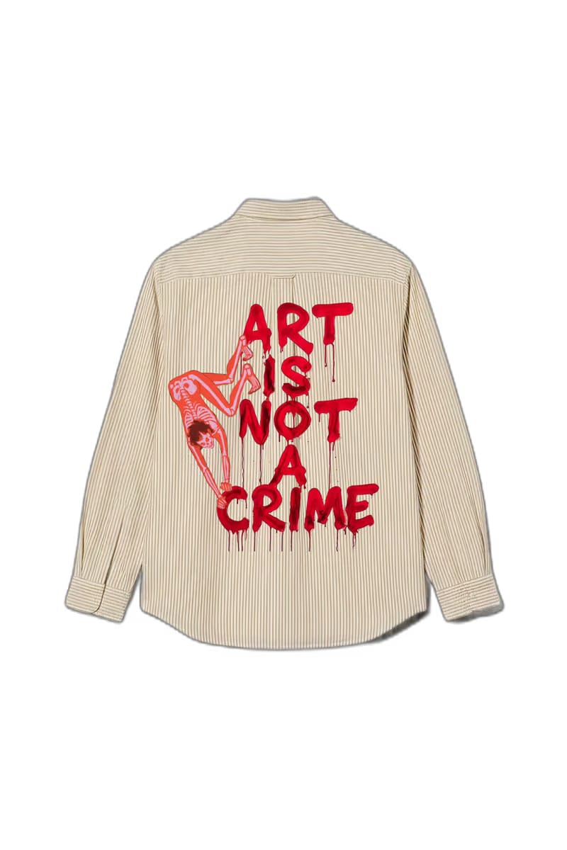 Smiling Cat- Art Is Not Crime Striped Shirt