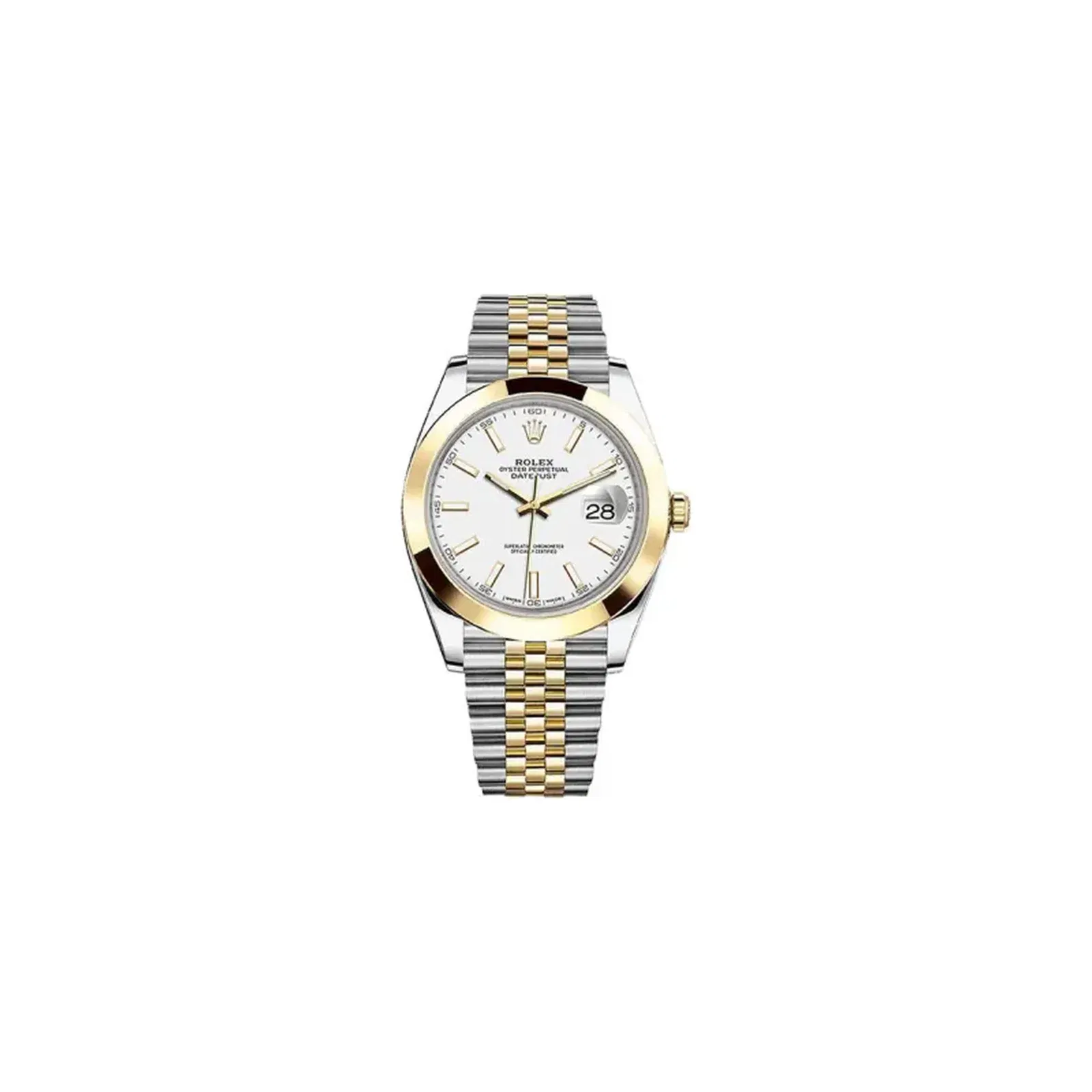 Rolex Datejust 126303 Wij 18K Yellow Gold & Oystersteel 41mm White Dial Jubilee Bracelet Men’S Watch