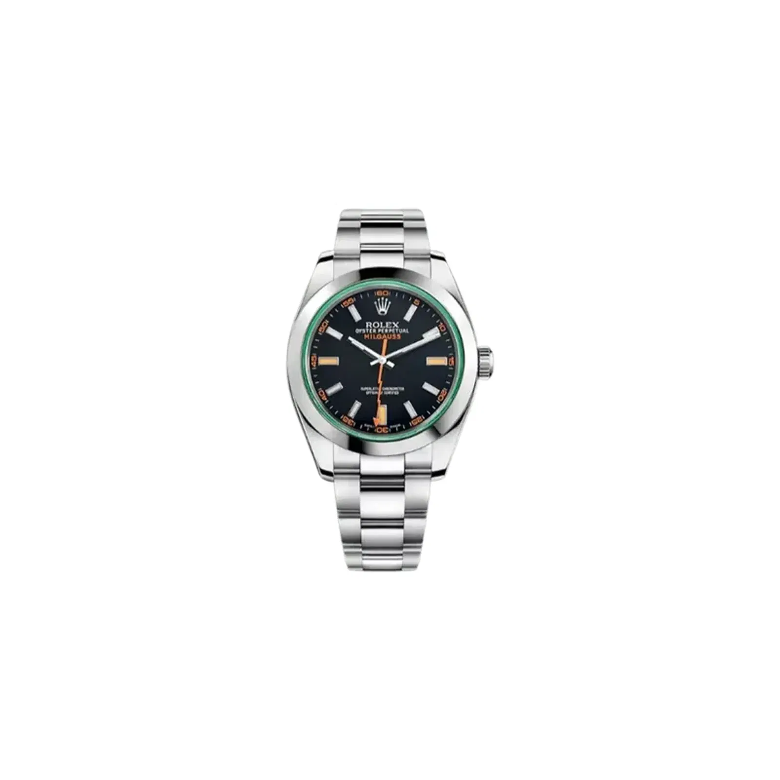 Rolex Milgauss 116400Gv Black Dial With Green Crystal Stainless Steel Oyster Bracelet - 40 mm