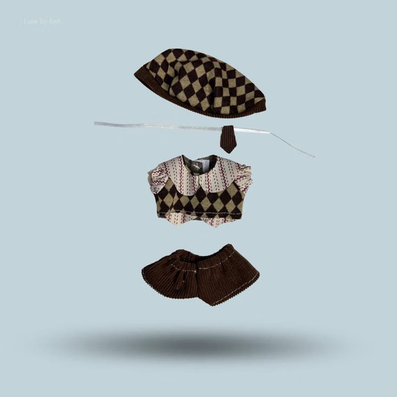 Labubu Doll Collectible Outfit Mocha Scholar 4 Piece Set