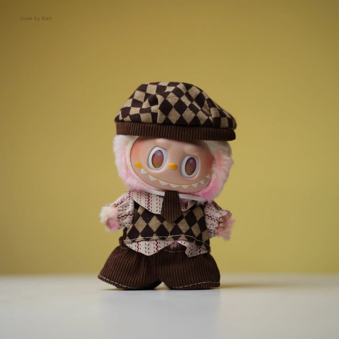 Labubu Doll Collectible Outfit Mocha Scholar 4 Piece Set