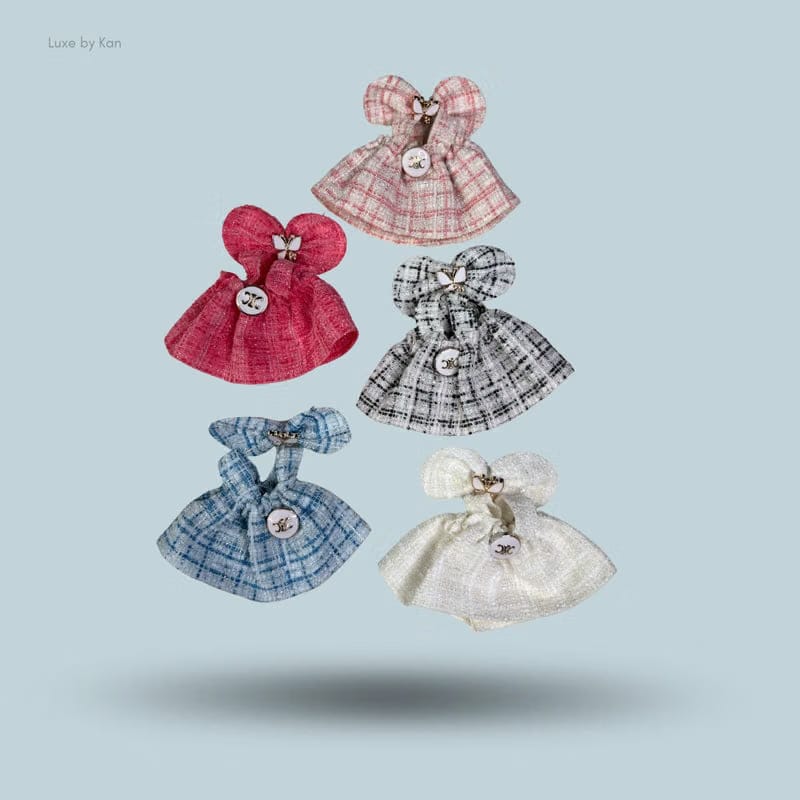 Pop Mart Labubu Doll Tweed Dress Outfit with Bow - 2 Piece Set