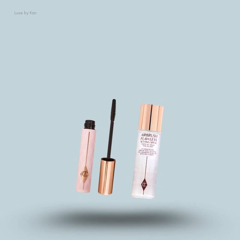 Charlotte Tilbury Finishing Touch Bundle - Airbrush Flawless Setting Spray 100ML & Push Up Mascara 10ML in Super Black