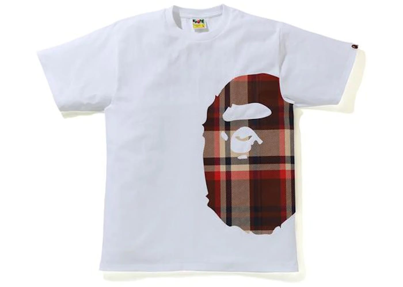 BAPE Check Side Big Ape Head T-Shirt White/Red