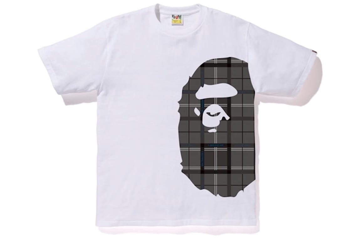 BAPE Logo Check Side Big Ape Head T-Shirt Whtie/Black