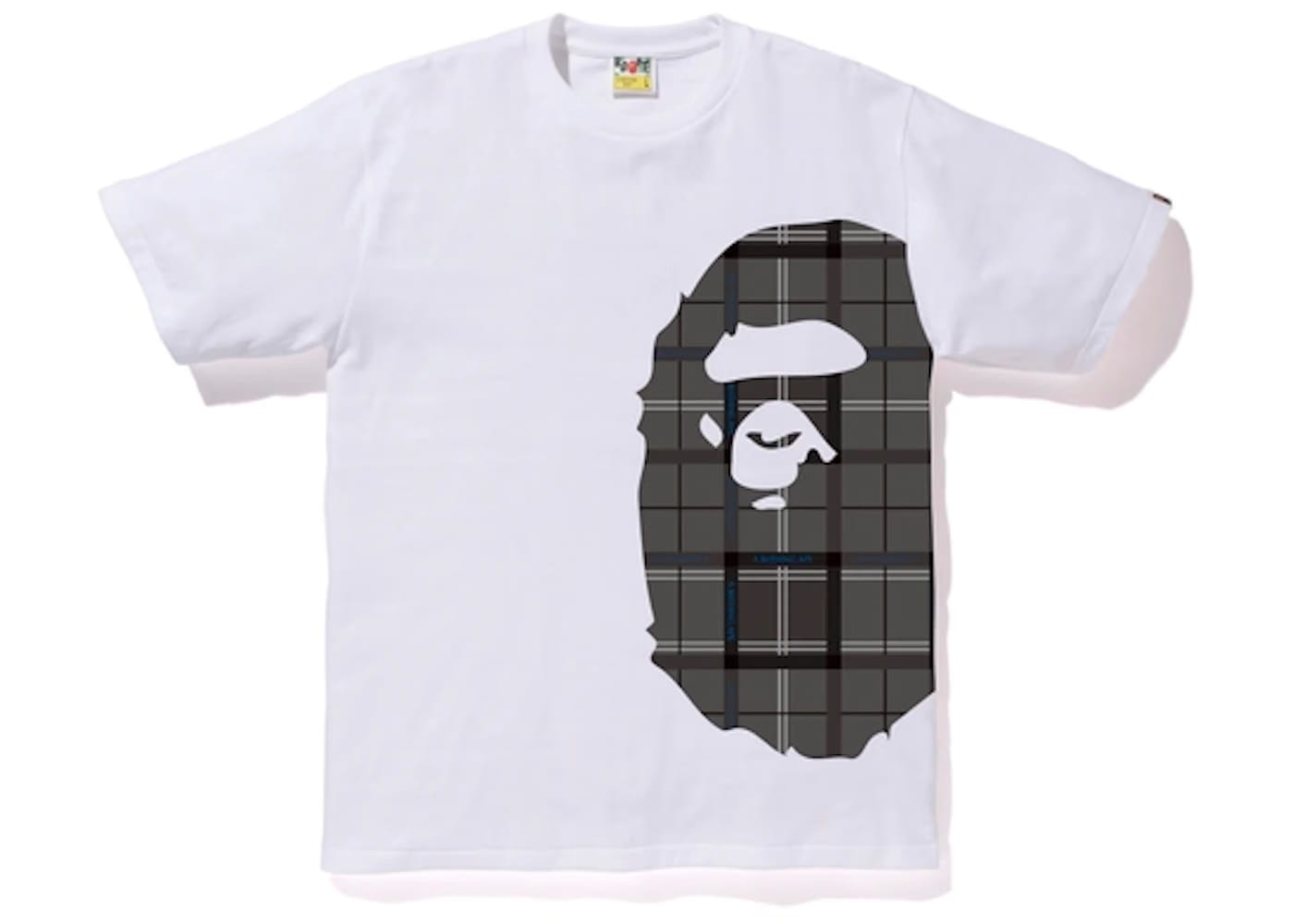 BAPE Logo Check Side Big Ape Head T-Shirt Whtie/Black