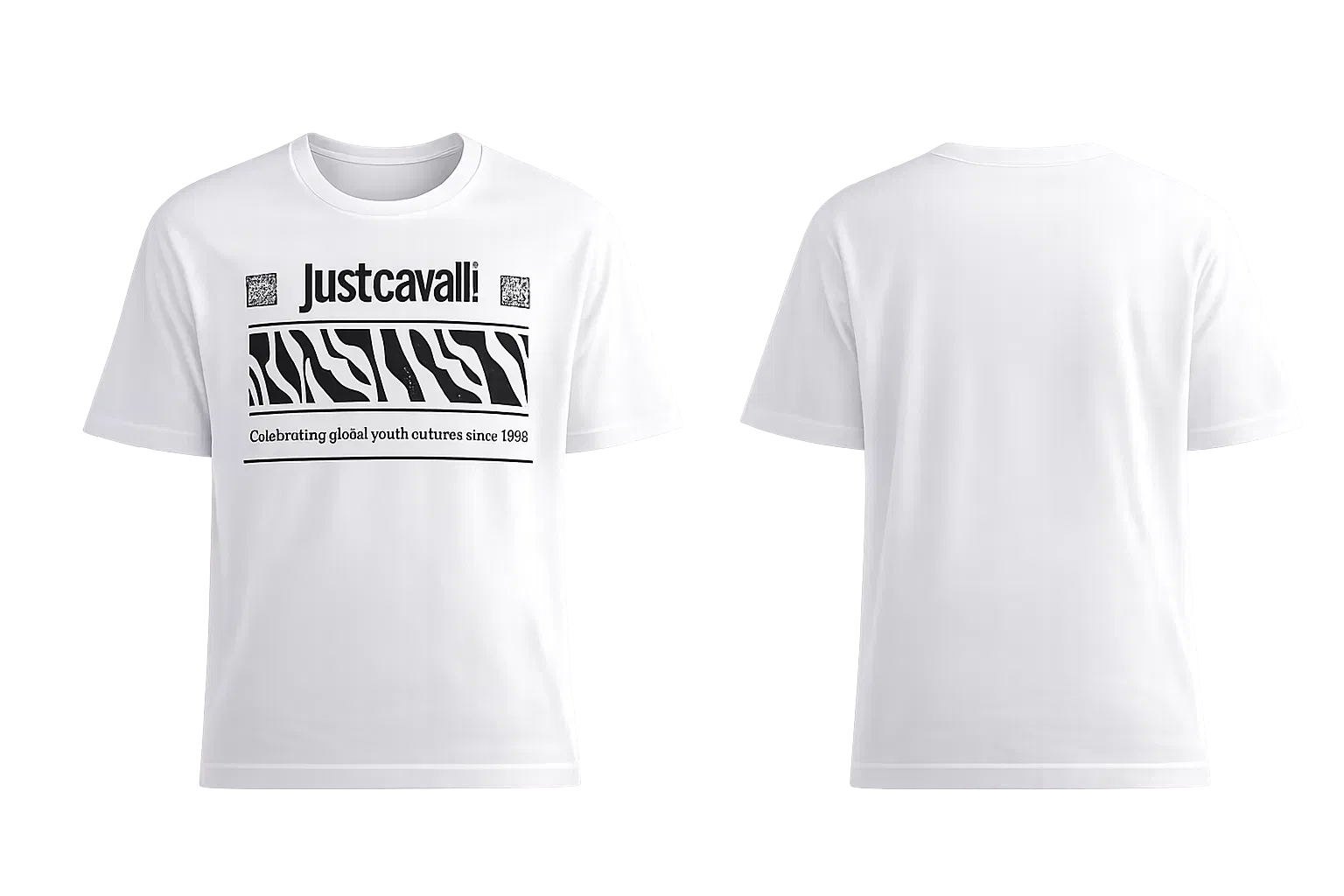 JUST CAVALLI Logo Print Slim Fit Round-Neck White T-Shirt