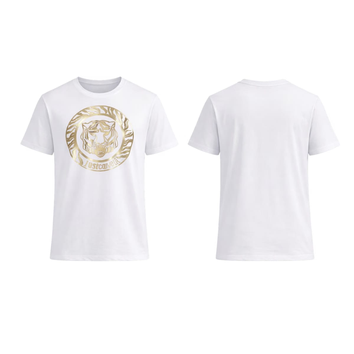 Just Cavalli Graphic Printed Slim Fit Pure Cotton White T-Shirt