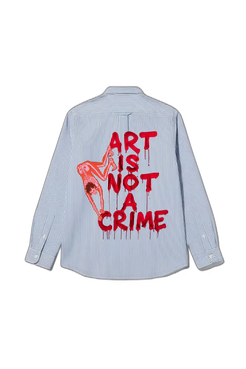 Smiling Cat- Art Is Not Crime Striped Shirt(Blue)