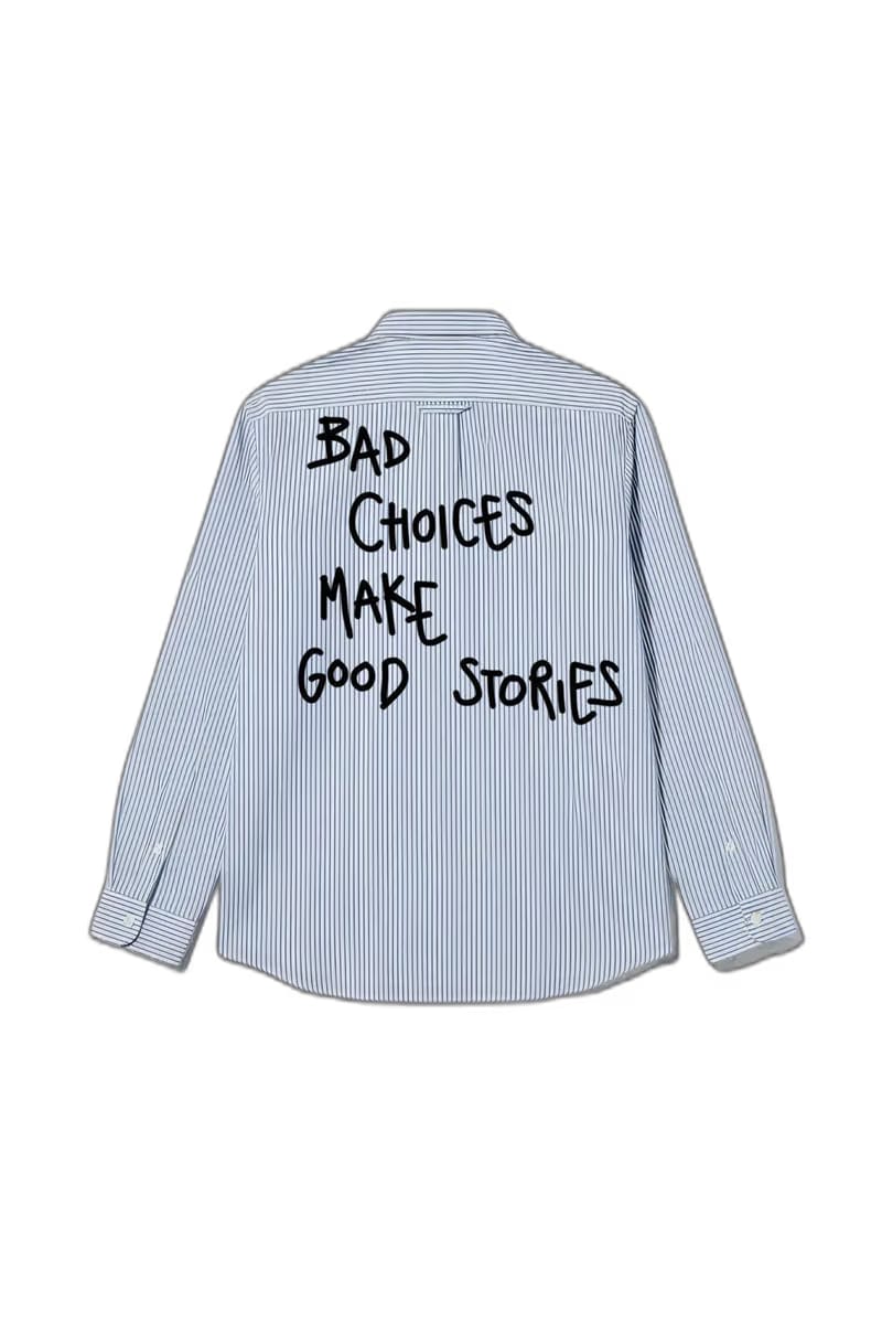 Smiling Cat- Bad Choices Make Good Stories Striped Shirt