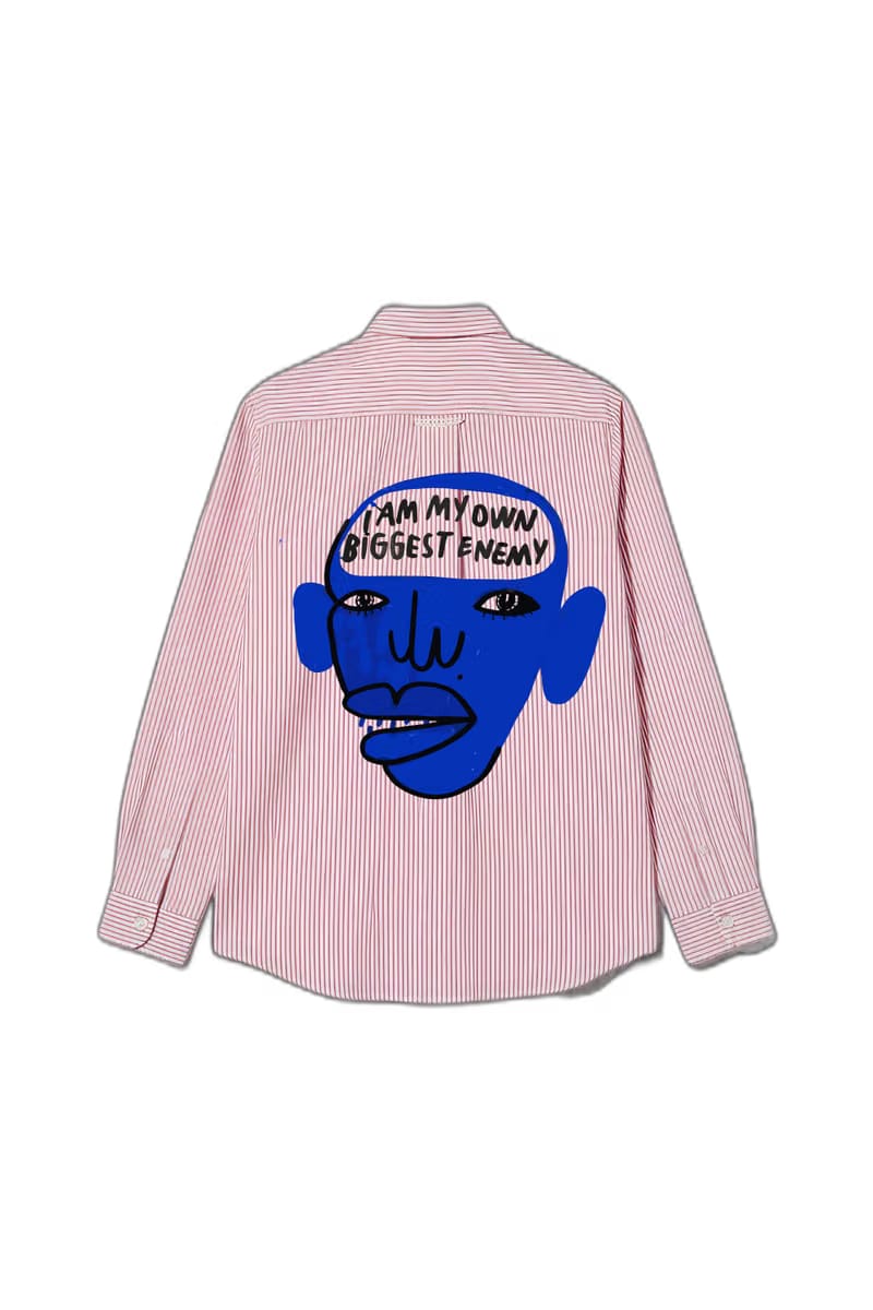 Smiling Cat- I Am My Own Enemy Striped Shirt