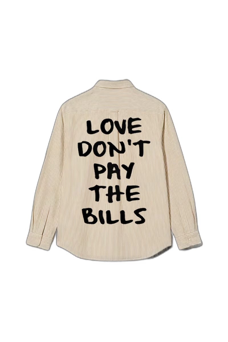 Smiling Cat- Love Don_t Pay the Bills Striped Shirt