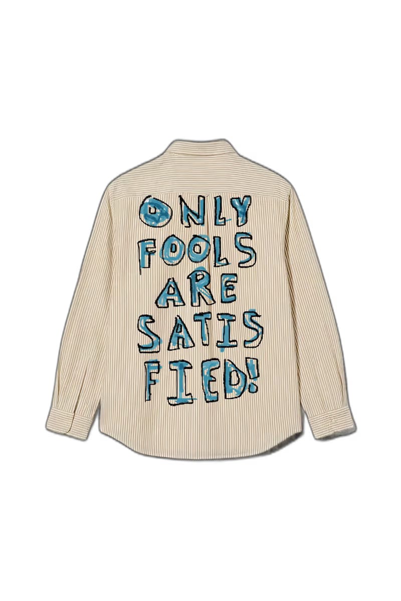 Smiling Cat- Only Fools Are Satisfied Striped Shirt