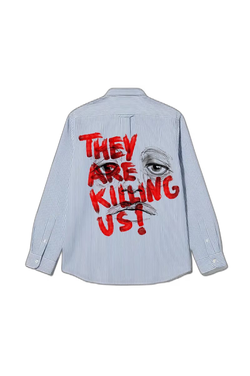 Smiling Cat- They Are Killing Us Striped Shirt