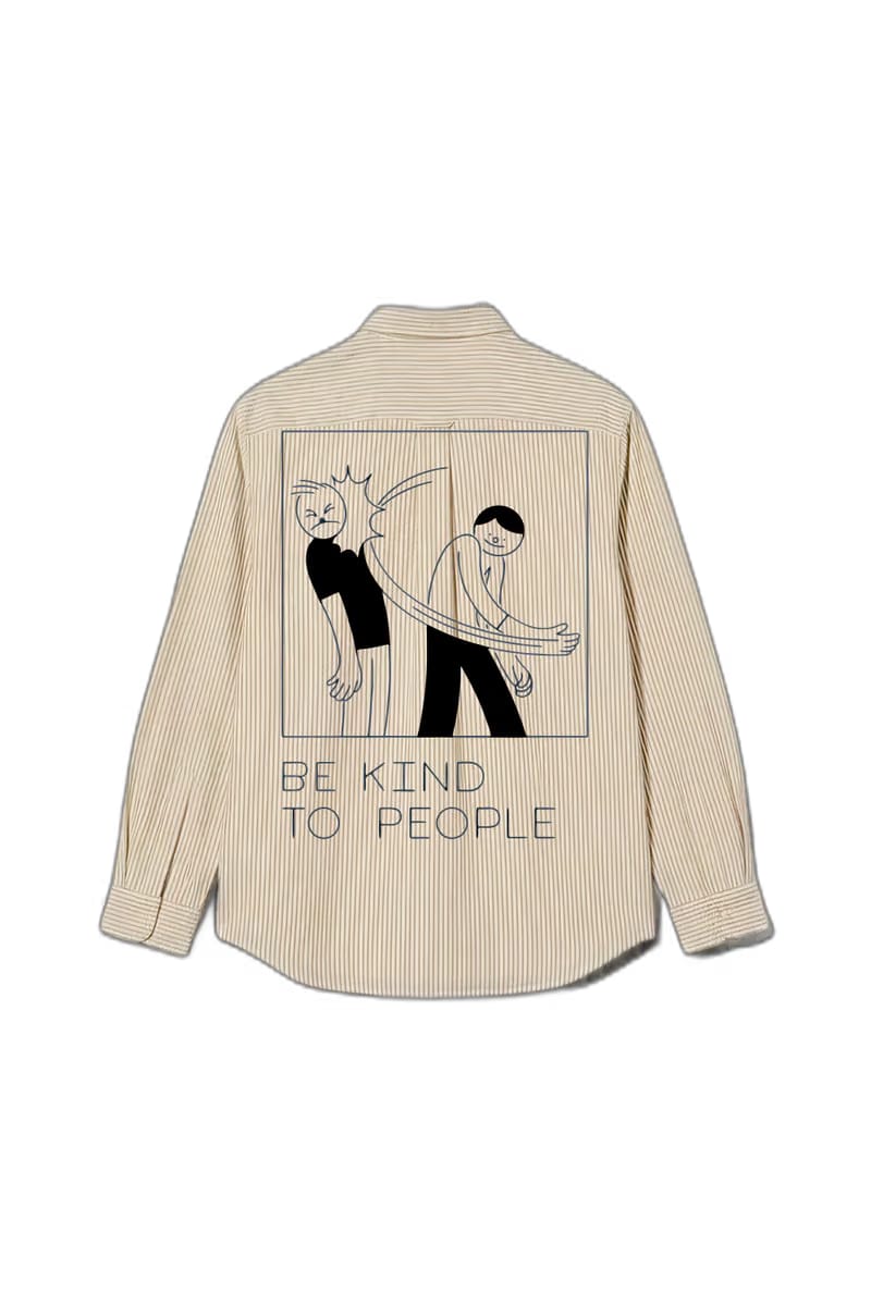 Smiling Cat-Be Kind to People Striped Shirt