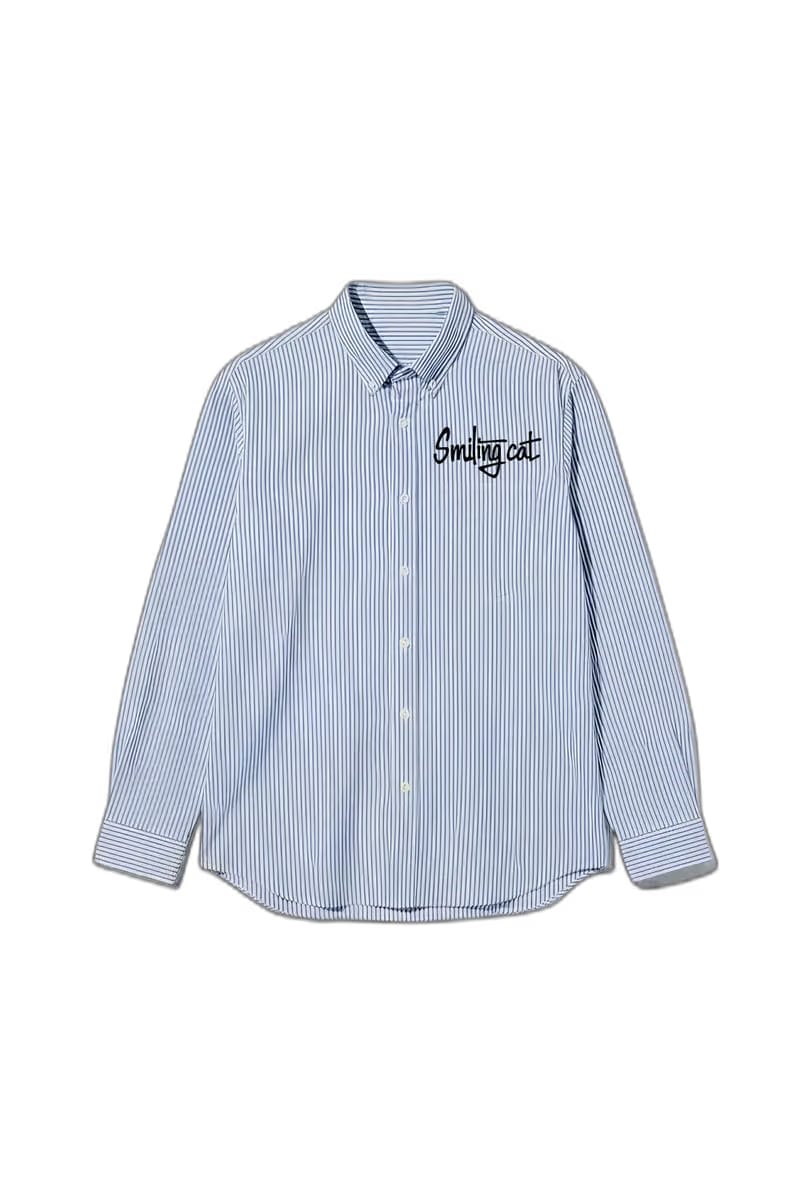 Smiling Cat-Perspective Striped Shirt
