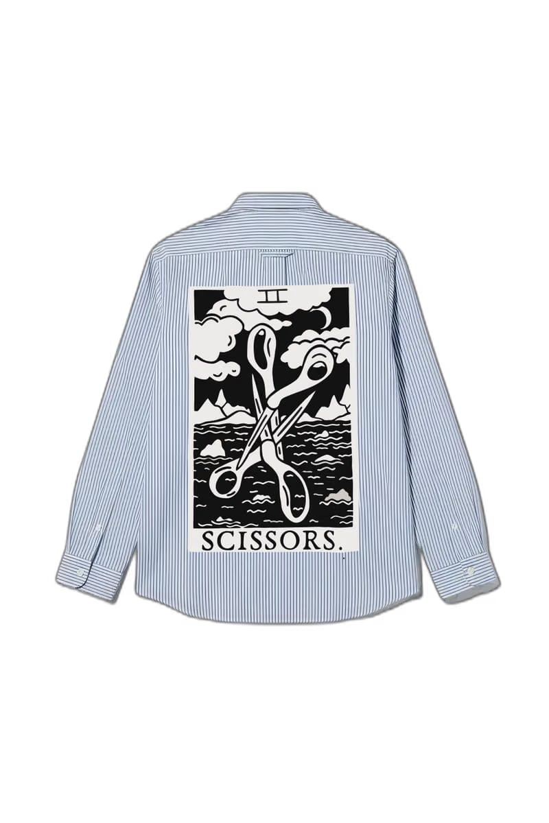 Smiling Cat-Scissors Striped Shirt