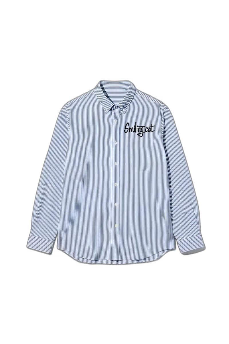 Smiling Cat-Scissors Striped Shirt